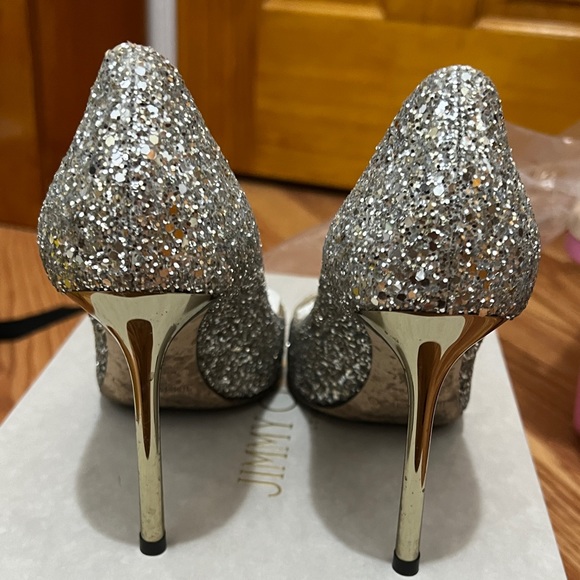 jimmy choo romy 100 silver glitter pumps size 35.5 - Picture 8 of 11